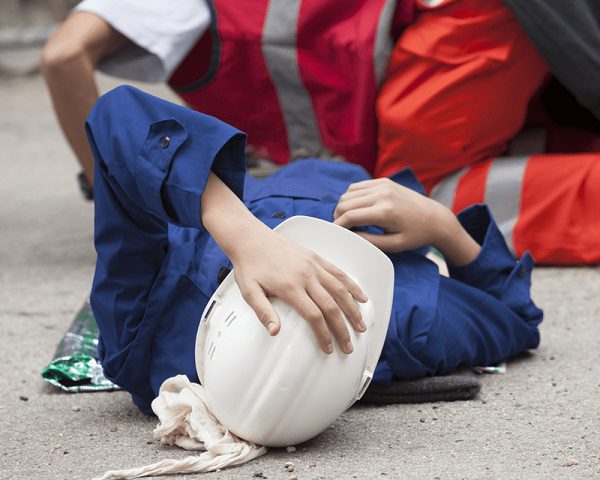 A worker being injured on the job